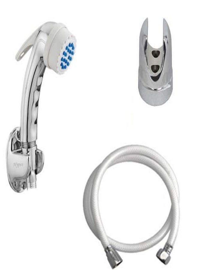 SHRUTI Health Faucet ABS with Rubbit Cleaning System, 1.Meter long Pvc White Shower Tube and ABS Wall Hook (Chrome) - (1175 1161 White) - Image 1